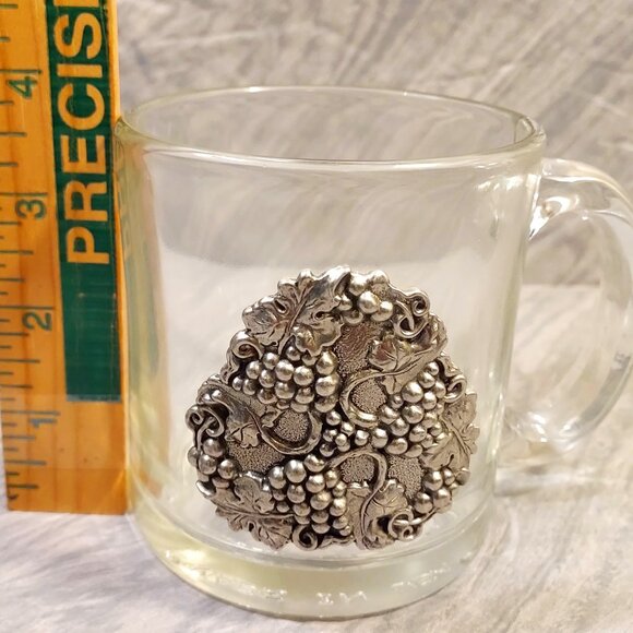 Vintage Heritage  Pewter Coffee Tea Hot Cocoa Grapes with Vine Clear Glass  1996 - Picture 7 of 8